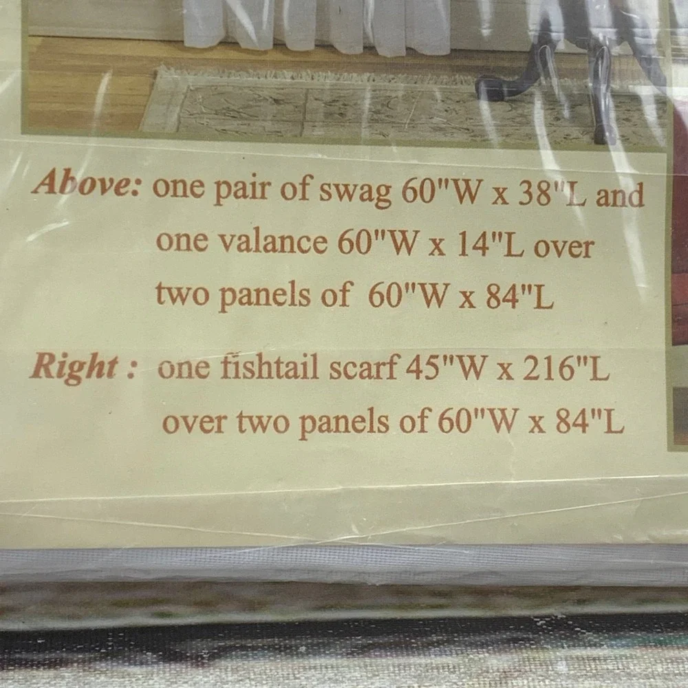 Emelia Tailored Voile Sheer‎ Curtain Swag Valance Panels White 60x38 60x84 New